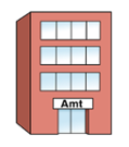 Illustration zeigt ein Amt-Gebäude