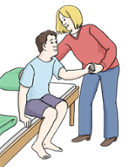 Illustration zeigt einen Mann und eine Pflegeperson