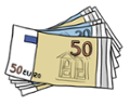 Illustration von vielen Geldscheinen