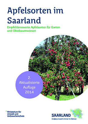 Das Bild zeigt die Titelseite der Broschüre "Apfelsorten im Saarland"
