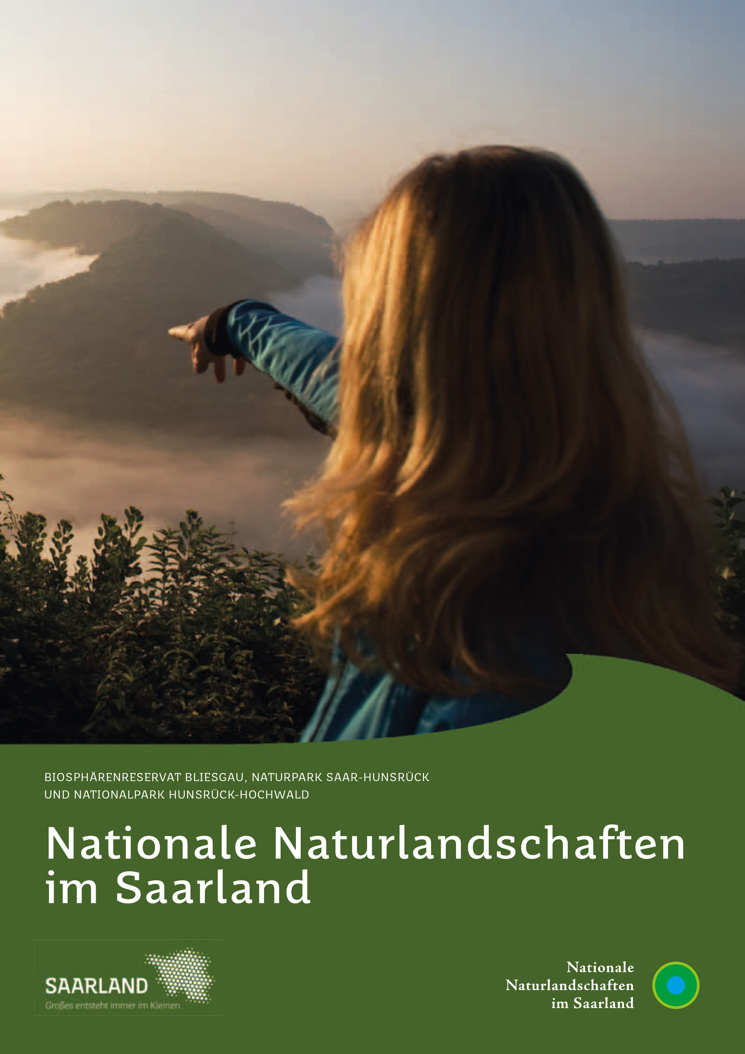 Das Bild zeigt die Titelseite der Broschüre "Nationale Naturlandschaften im Saarland".