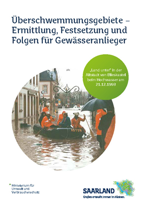 Das Bild zeigt die Titelseite der Broschüre "Überschwemmungsgebiete"