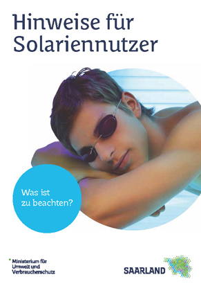 Das Bild zeigt die Titelseite der Broschüre "Hinweise für Solariennutzer"