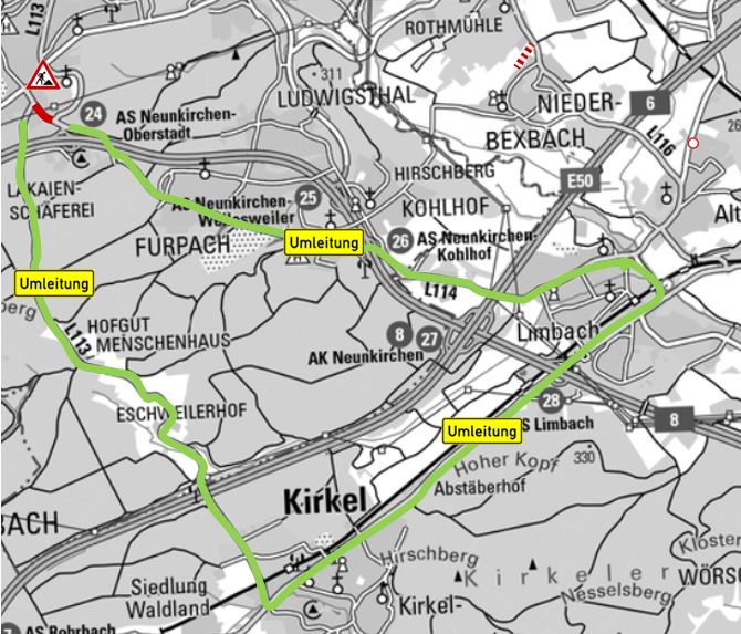 Erneuerung Kreisel "Kirkeler Straße" unter Vollsperrung